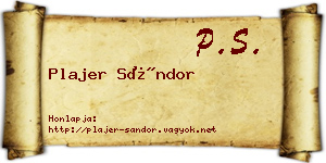 Plajer Sándor névjegykártya